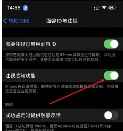 佳木斯苹果14维修网点分享iPhone14注视感知功能有什么用 